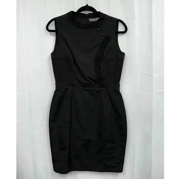 Proenza Schouler (8) Black Silk Crew Neck Sleeveless Grosgrain Sheath Mini Dress - Picture 3 of 13